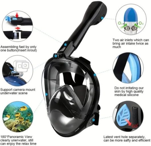 Full face snorkel mask features