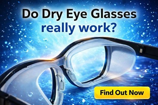 Dry eye glasses moisture chamber