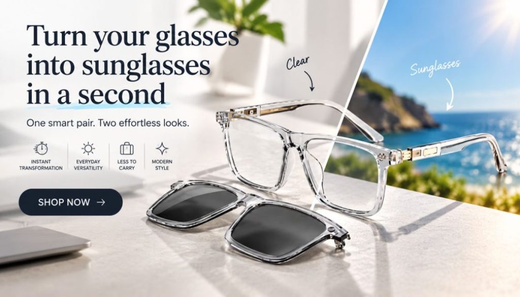 Turn your glasses into sunglasses in a second